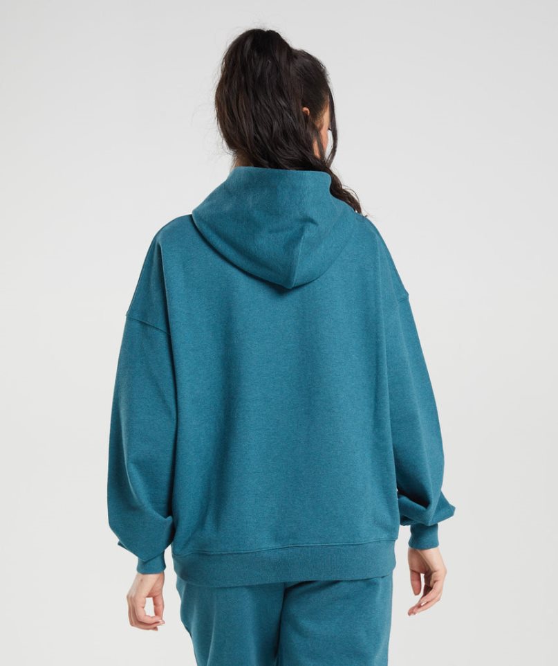 Women's Gymshark Rest Day Sweats Hoodie Turquoise | NZ 9VZXQI